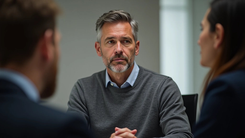 Personne d'âge moyen consultant un conseiller en retraite dans un bureau